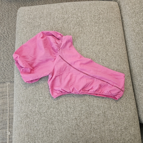 Showpo Women’s Pink One-Shoulder Crop Top W/ Elastic Waist Sz 10 EUC - Picture 8 of 16